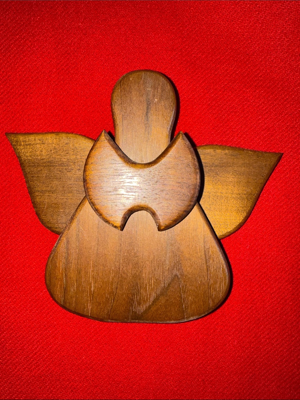 Handcrafted Wooden Angel - vintage solid wood